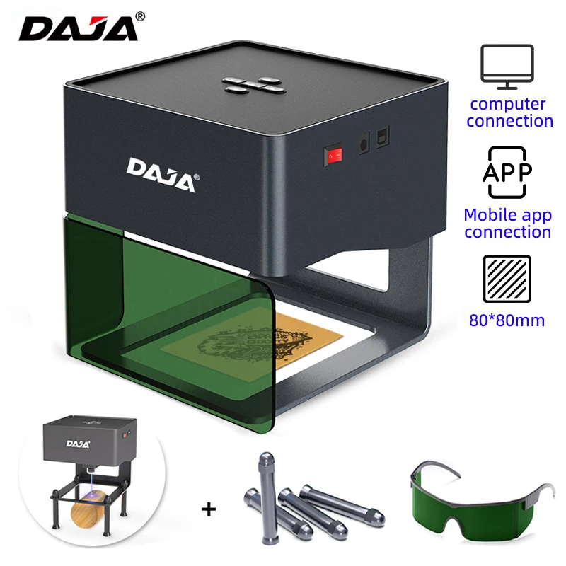 Daja Dj6 Mini Draagbare Laser Graveur Diy Bluetooth Machine Geschilderde Dog Tag Papier Lederen Houten Plastic Logo Cnc Machine