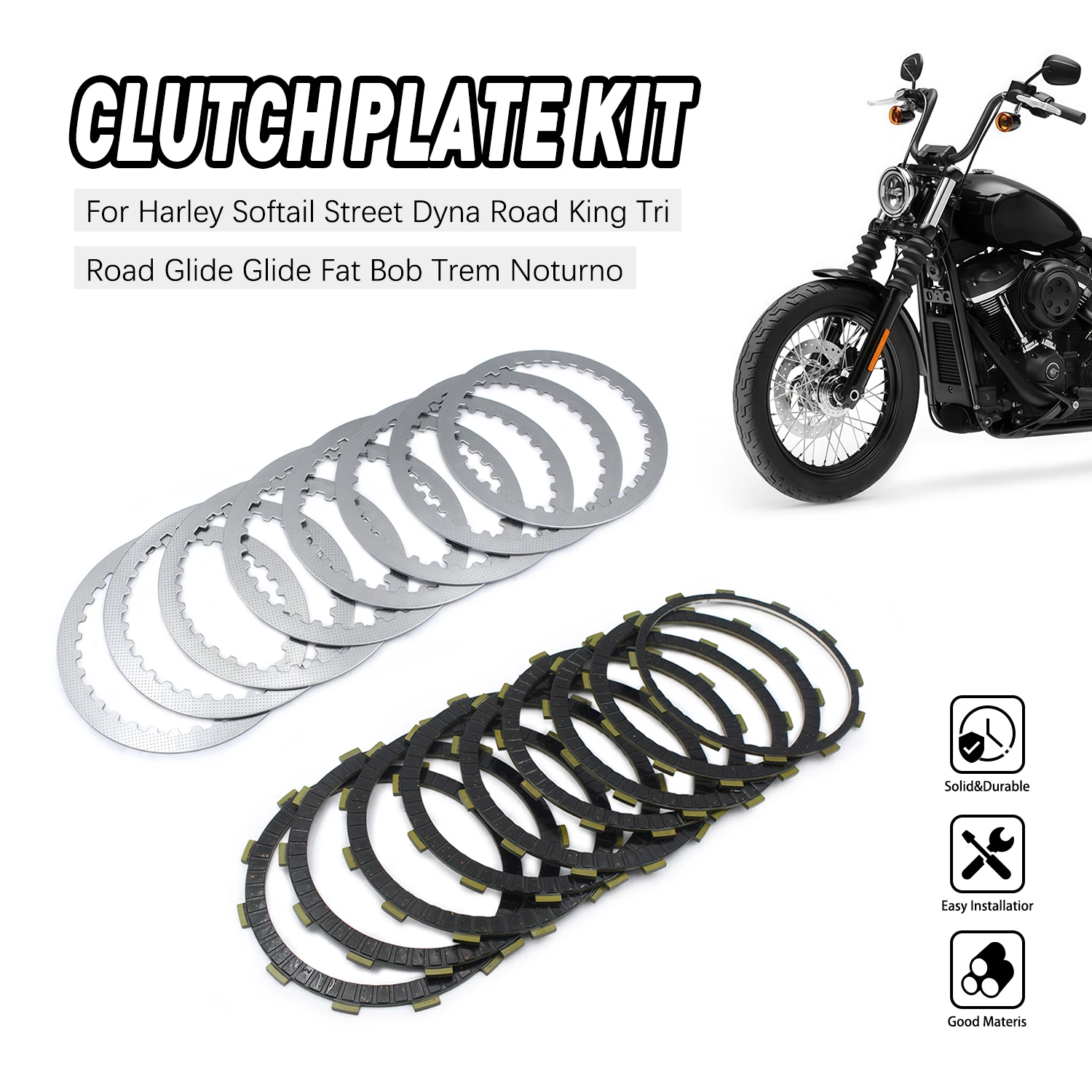 

For Harley Ultra Limited FLHTK Tri Glide Ultra Classic Softail Standard Springer Custom Clutch Lining Set Steel Plate Motorbike