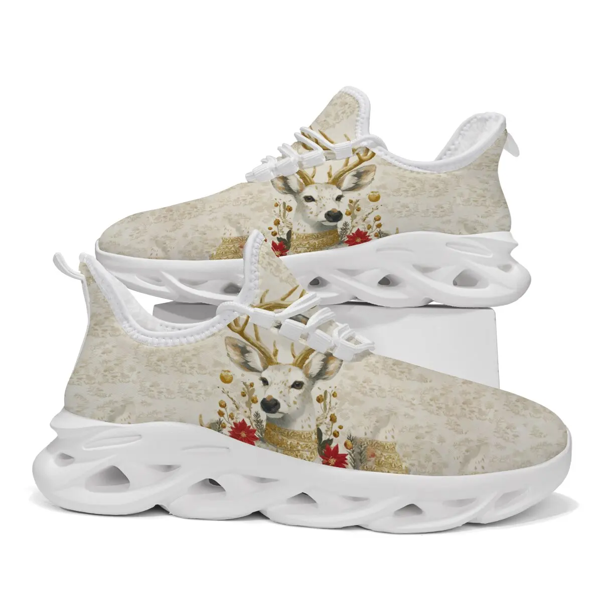 

New Lightweight Round-toed Large-sized Lace-up Halloween Christmas Letter-patterned Casual Sports Shoes for Parents and Children