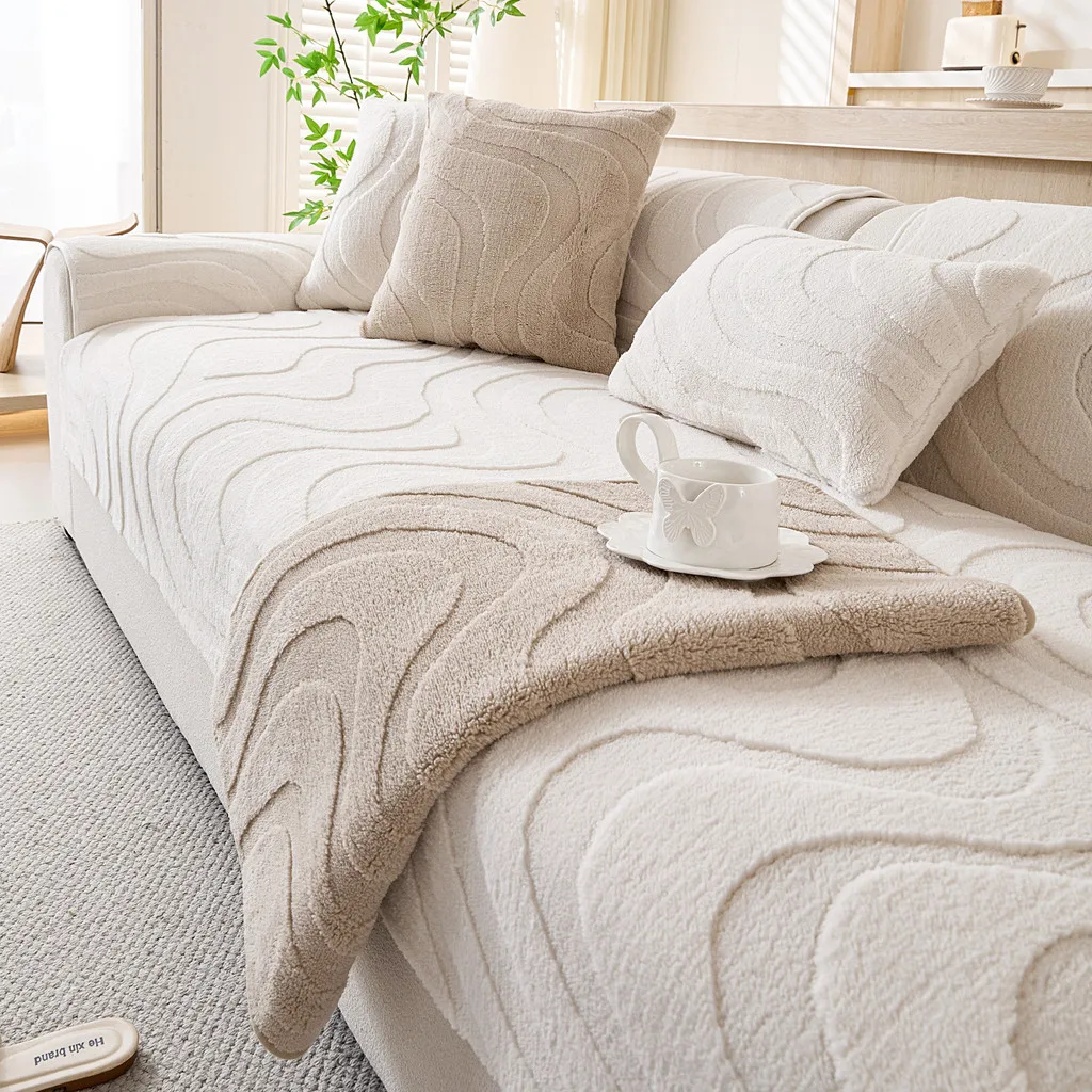 1pcs Winter Warm Sofa Cushion Thicked Non-Slip Anti-Cat Scratch Sofa Cover Dustproof Machine Washable Seat Pad