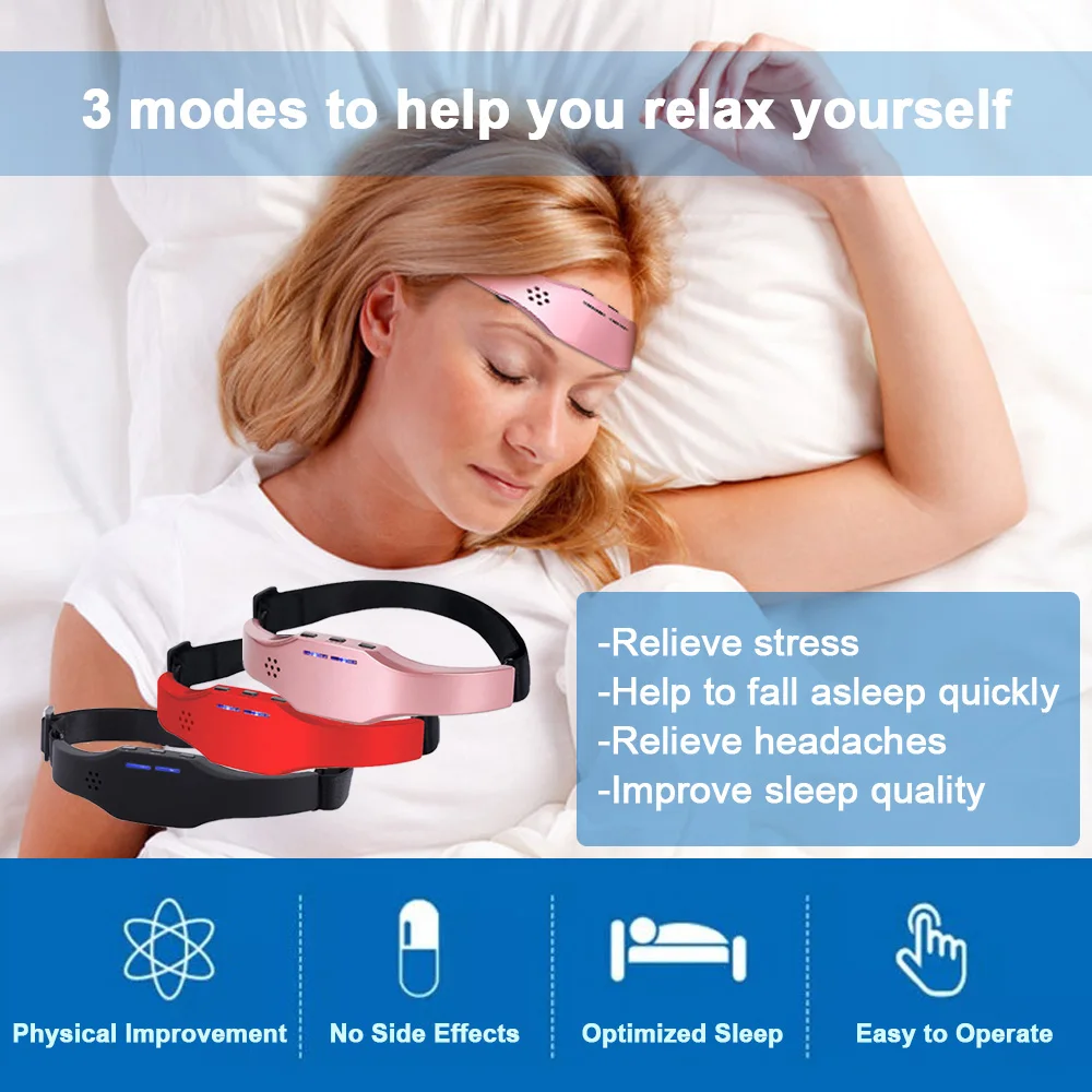 Electric Head Massager Relax Headache Eliminator Aid Therapy Sleeping Device Sleep Monitor Migraine Relief Hypnotic Apparatus