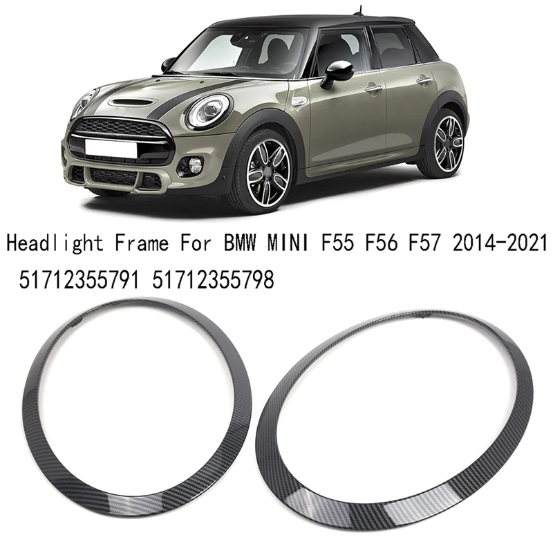 Carbon Fiber ABS Headlight Trim Ring Headlight Frame For BMW MINI F55 F56 F57 2014-2021 51712355791 51712355798