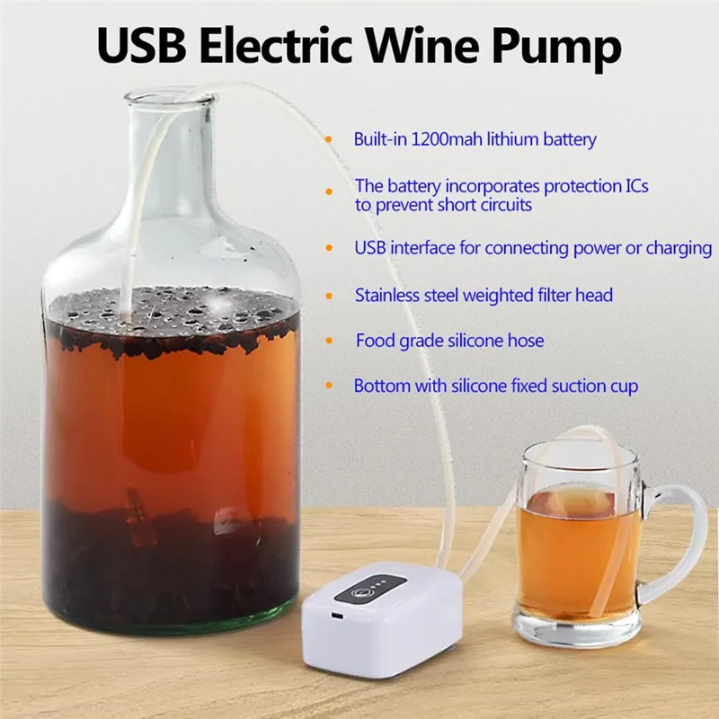 A97T Rechargeable USB Electric Auto Siphon Pump Electric Auto Siphon Pump For Home Brew, Wine, Beer, Beverages