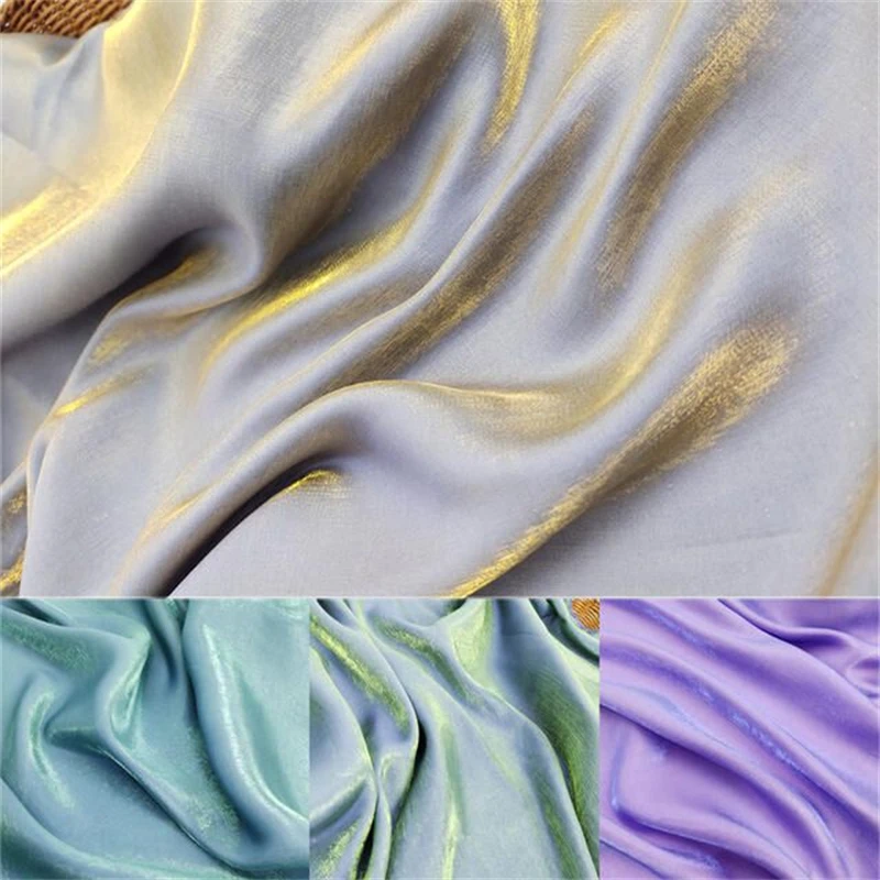 Tissu en satin soyeux irisé brillant, coton mercerisé, viscose pour robe, mariage, quelque soit, noir, blanc, bleu, vert, au mètre