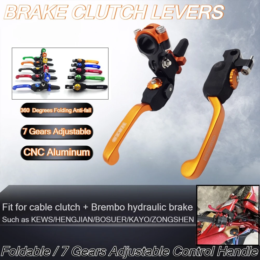 

Горячие мотоциклетные тормозные рычаги сцепления с ЧПУ, алюминиевые складные 7-ступенчатые регулируемые ручки управления, трос сцепления, гидравлический тормоз Brembo
