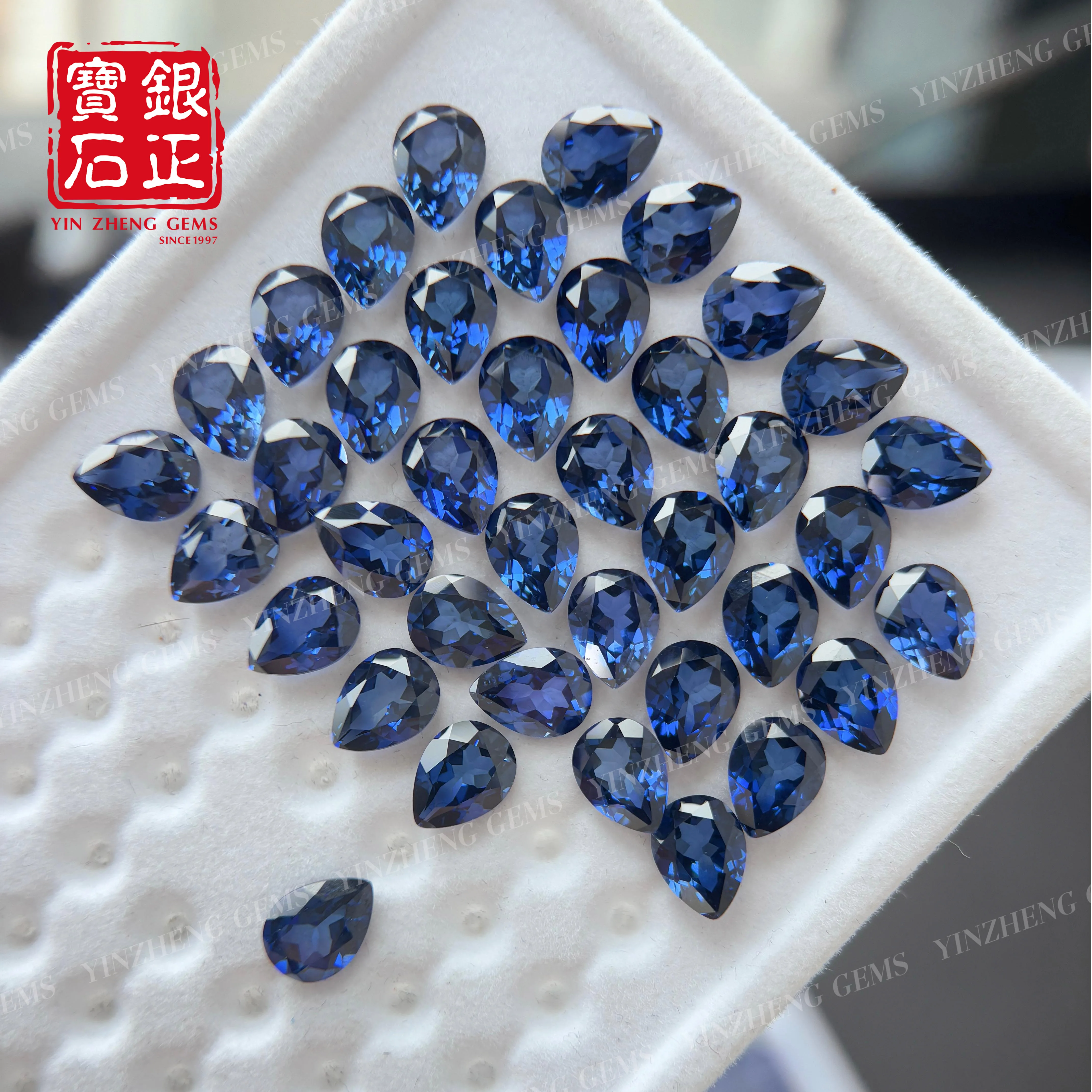 Pear Shape Royal Blue Spphire Flame Melted Cultivate With AGL Certificate All Shape Natural Loose Gemstone For Jewelry Making