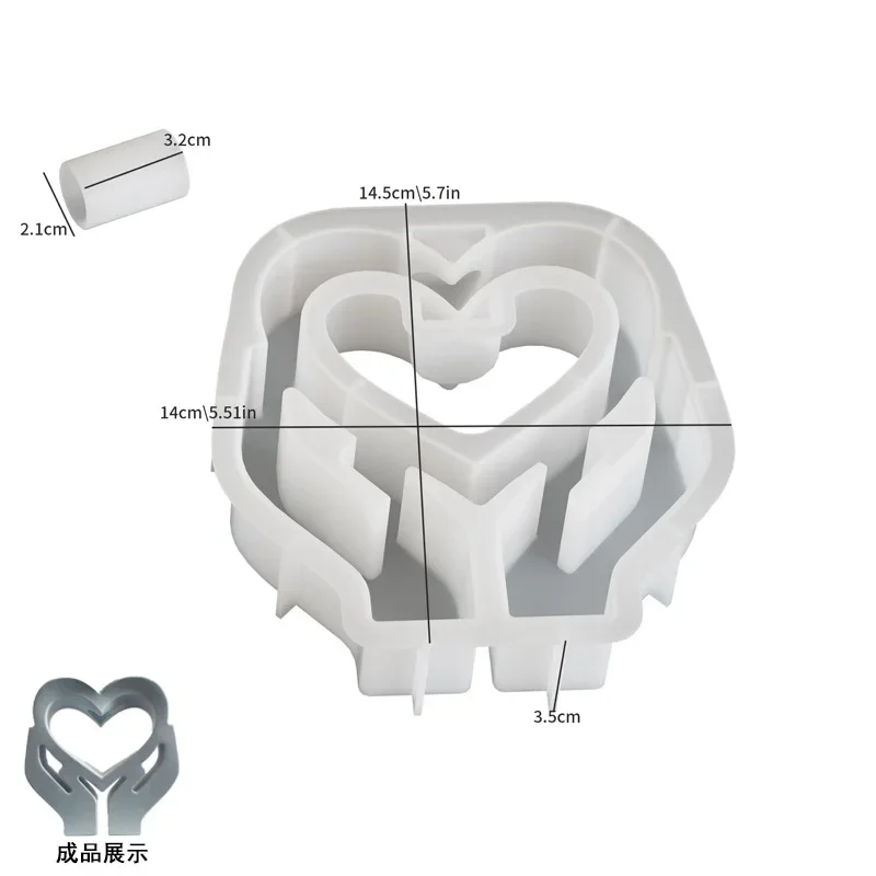 Holding Heart Shaped Hydroponic Vase Silicone Mold DIY Arch Test Tube Flower Vase Concrete Resin Molds Home Office Desktop Decor view 6