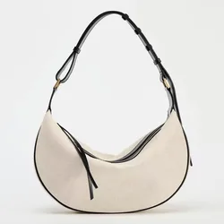 Summer Women's Crossbody Large Capacity Dumpling Bag 2024 New Canvas Bag Premium Commuting Shoulder Bag School Teacher Gift