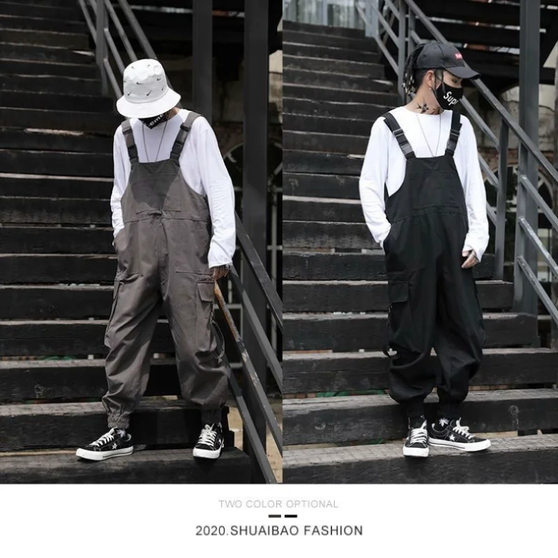 Original Design Suspenders Men's Vintage Loose Casual Oversize Cargo Pants Suspender Jumpsuit