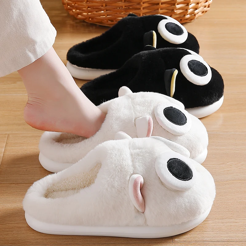 QYCKABY Winter Warm Cartoon Cute Cat Strange Home Women Men Cotton Slippers Soft Comfortable Plush Warm Kawaii Slippers Supplies