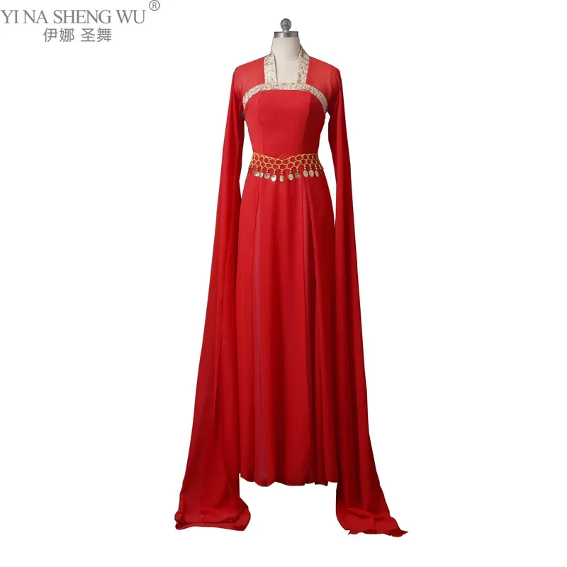 Classical Water Sleeve Dacne Clothing Yangko Costume Hanfu Fan Red Chinese Folk Dance Costume Adult Traditional Rhinestone Dress