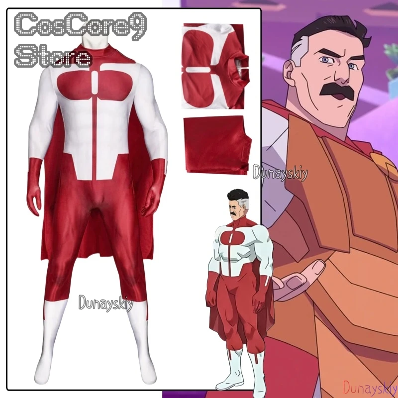 

Анимация Omni-man Косплей Костюм Комбинезон Нолан Грейсон Боди с накидкой Хэллоуин Карнавальная Ткань Маскировка