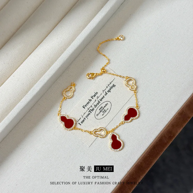 

Браслет из красного агата с инкрустацией бриллиантами в форме тыквы, украшение на год рождения по китайскому календарю, роскошное ювелирное изделие для женщин, талисман удачи, эффектный подарок