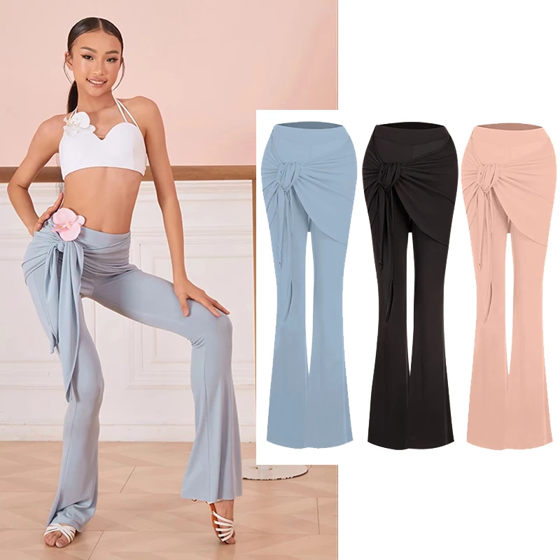 

ZYM New Wrap Hip Latin Dance Pants Girls Cha Cha Rumba Ballroom Dance Practice Clothes Kids Black Blue Latin Trousers DNV21761