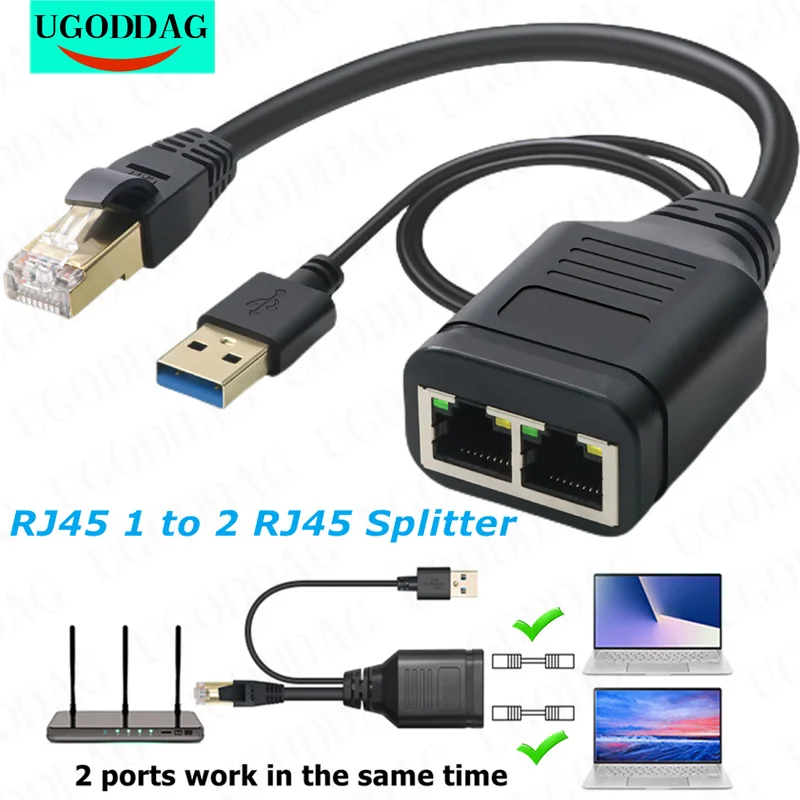 

Разветвитель RJ45 2 в 1, Сетевой удлинитель соединителя RJ45 для сетей Cat6 Cat7 LAN Ethernet-сплиттер