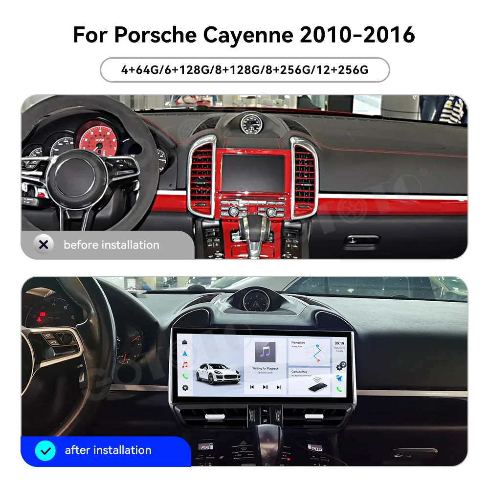 12.3 Inch GOTOTO Android 15 Car Multimedia Player For Porsche Cayenne 2010-2016 Upgrade To 2024 Style GPS Navigation Wireless