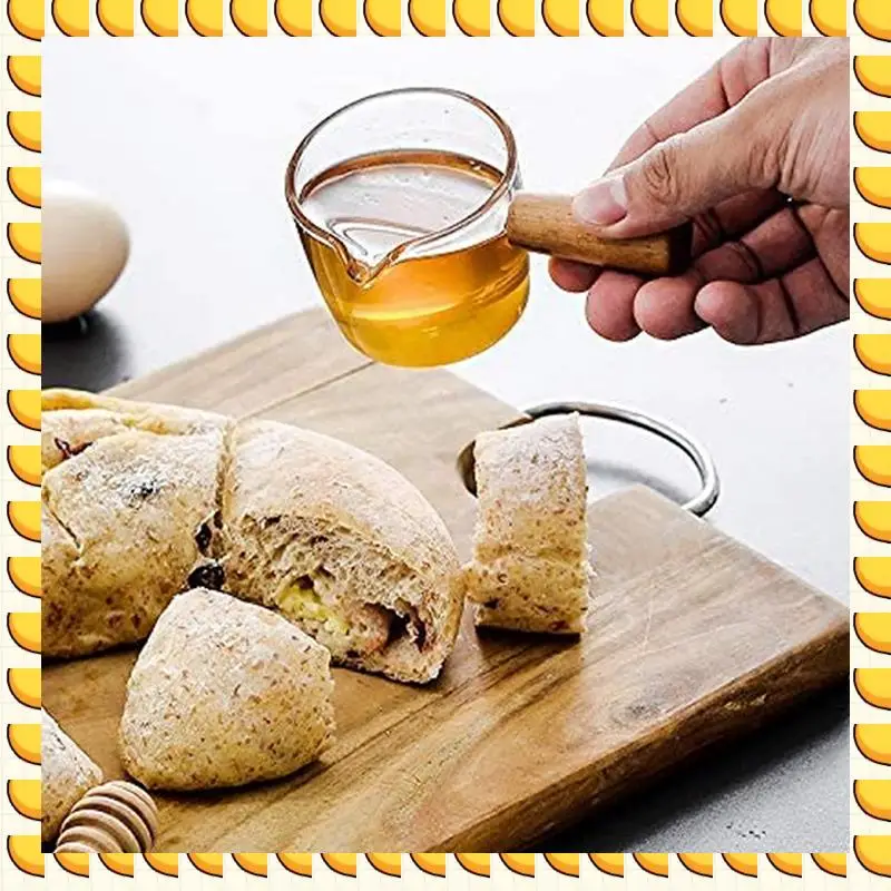 

BAAU 12PCS Transparent Glass Creamer With Wooden Handle, Mini Coffee Milk Creamer Pitcher. 50Ml