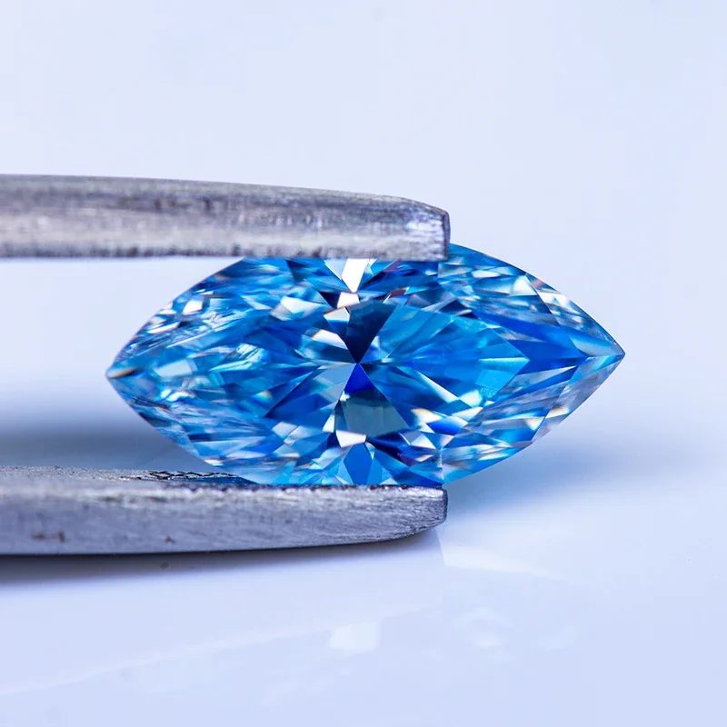 Moissanite Lab Grown Diamond Ice Blue Color Marquise Cut Gemstone for Charms Advanced Jewelry Making Materials Free Delivery