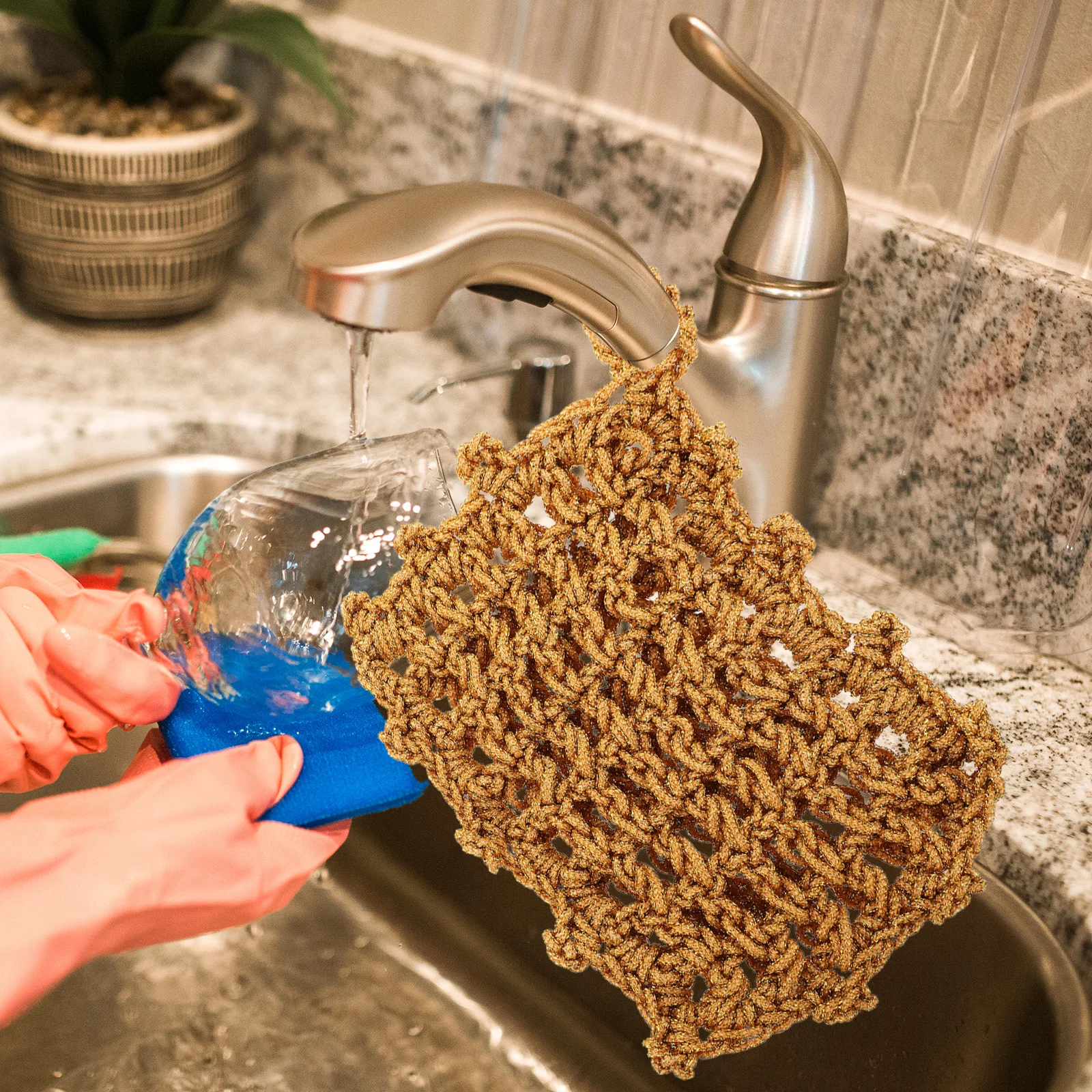 

3pcs Dish Washing Cloth Kitchen Scrubber Mesh Sponge Rag For Dishes Pots Bowls Non-Scratch Household Utensil