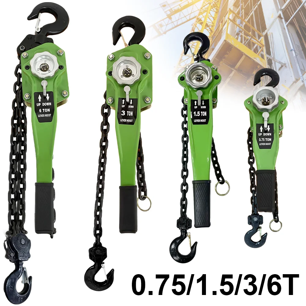 Paranco a catena manuale a leva da 0,75/1,5/3 tonnellate, paranco a catena inverso, catena in acciaio al manganese G80, catena automatica principale per garage