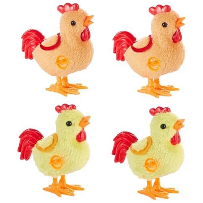 4Pack Easter Jumping Wind Up Plush Toys For Toddlers Kids,Hopping For Easter Easy Install Rooster