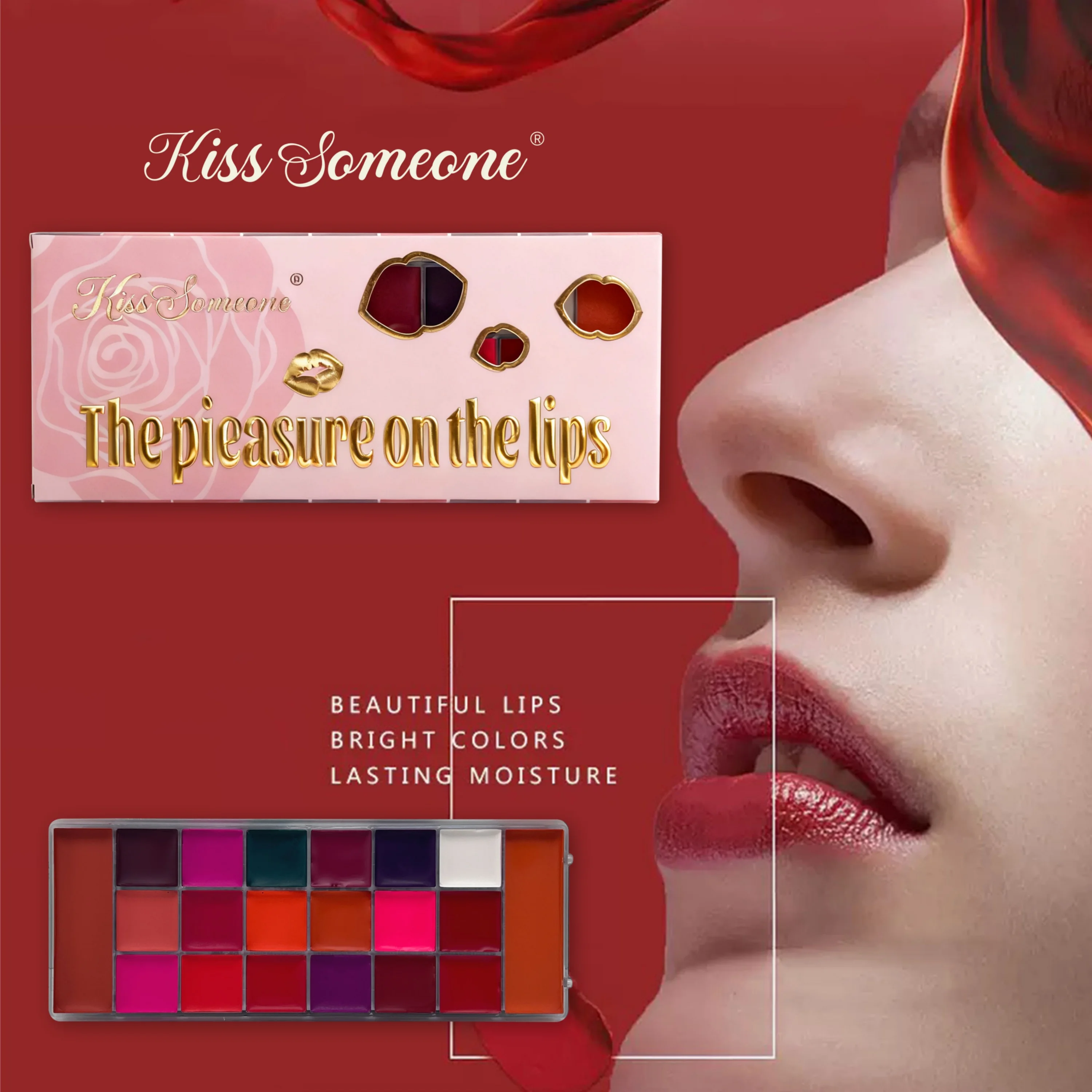 ลิปสติก 20 สี กันน้ำ กันเหงื่อ บลัชออนแบบฝุ่น ออลอินวัน แต่งหน้า แมทท์ แต่งปาก สีแดง ลิปกลอส