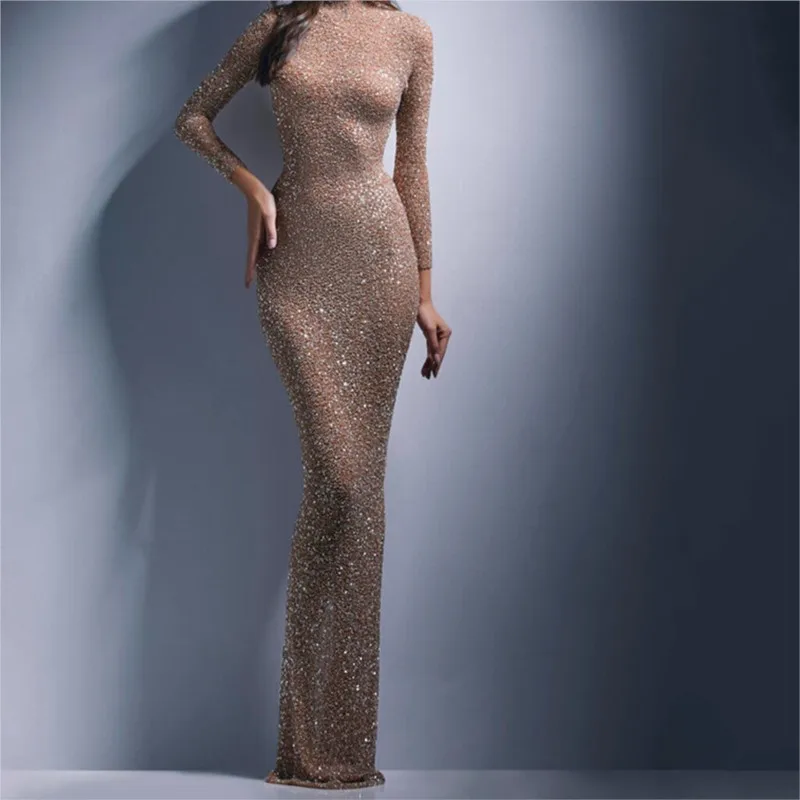 فستان جديد للولائم طويل من التول مطرز #4