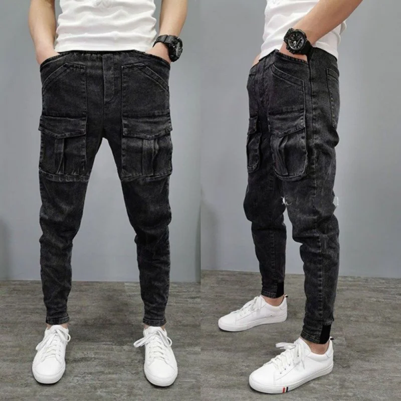 Pantalones Cargo de Hip-hop para hombre, monos de moda, pantalones casuales, pantalones vaqueros holgados, pantalones ajustados, y2k, High Street, nuevo