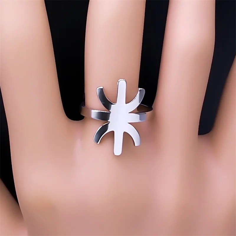 2024 New stainless steel African Amazigh letter Ring fashion light luxury titanium steel ring accessories