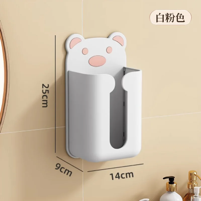 1PC Cartoon Wall Mounted Tissue Box Adhesive Tissue Shelf Space-Saving Shelf Disposable Gloves Storage Case Kitchen Organizer