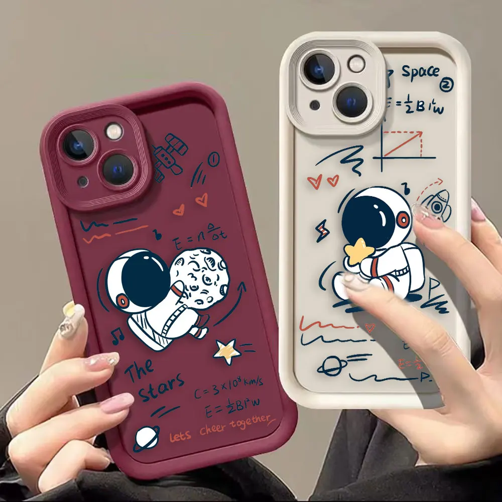 Cute Cartoon Astronaut Space Phone Case For Xiaomi Redmi Note 13 12 12S 11 11T 11S 10 10S 9 9S 9T 8 7 A1 Pro Max Plus 4G 5G Case