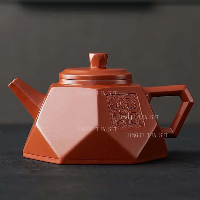 

Original vermilion clay hexagonal phoenix shaped teapot handmade high-end large capacity purple clay kung fu tea set tea maker