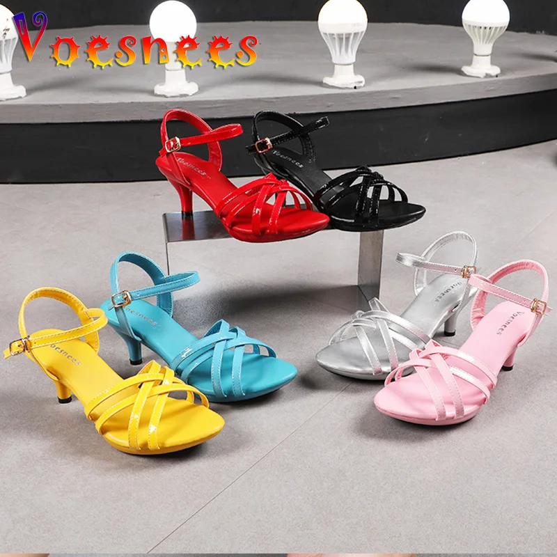 2022 Brand Designer Stripper Shoes High Heels Sandals Women Pumps Thin Heels Summer Sexy Nightclub Party Buckle Strap Prom Shoes