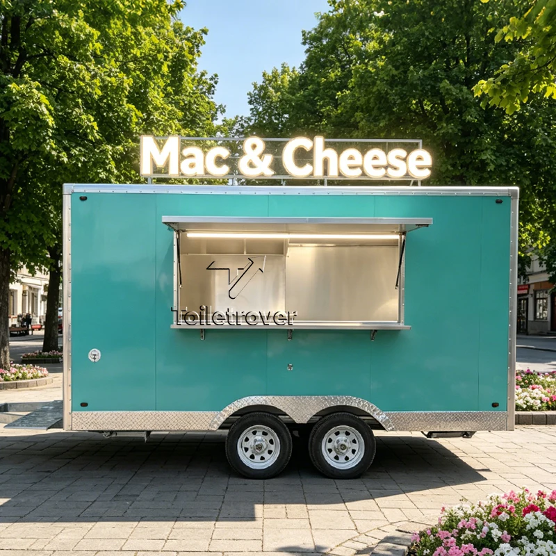 Mobile Food Truck Trailer Fully Equipped Cheese Food Trailer Donut Pasta Towable Food Truck for Bakery Vintage Food Trailer
