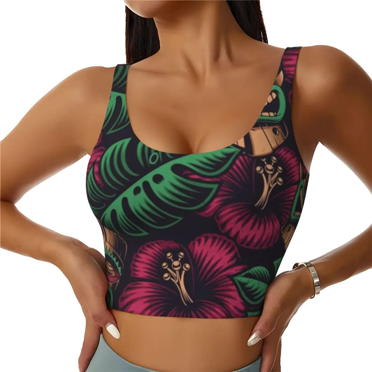 Lightweight Sports Tank Beautiful Tiki Mask Abstract Pattern Sports Contest Removable Pad Top