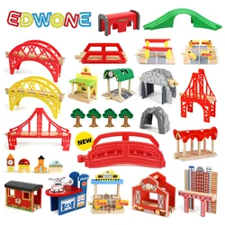 New kinds of Wooden Tracks Accessories Beech Wood Railway Train Track Bridge Tunnel Station fit for Wood Tracks Toys for Kids