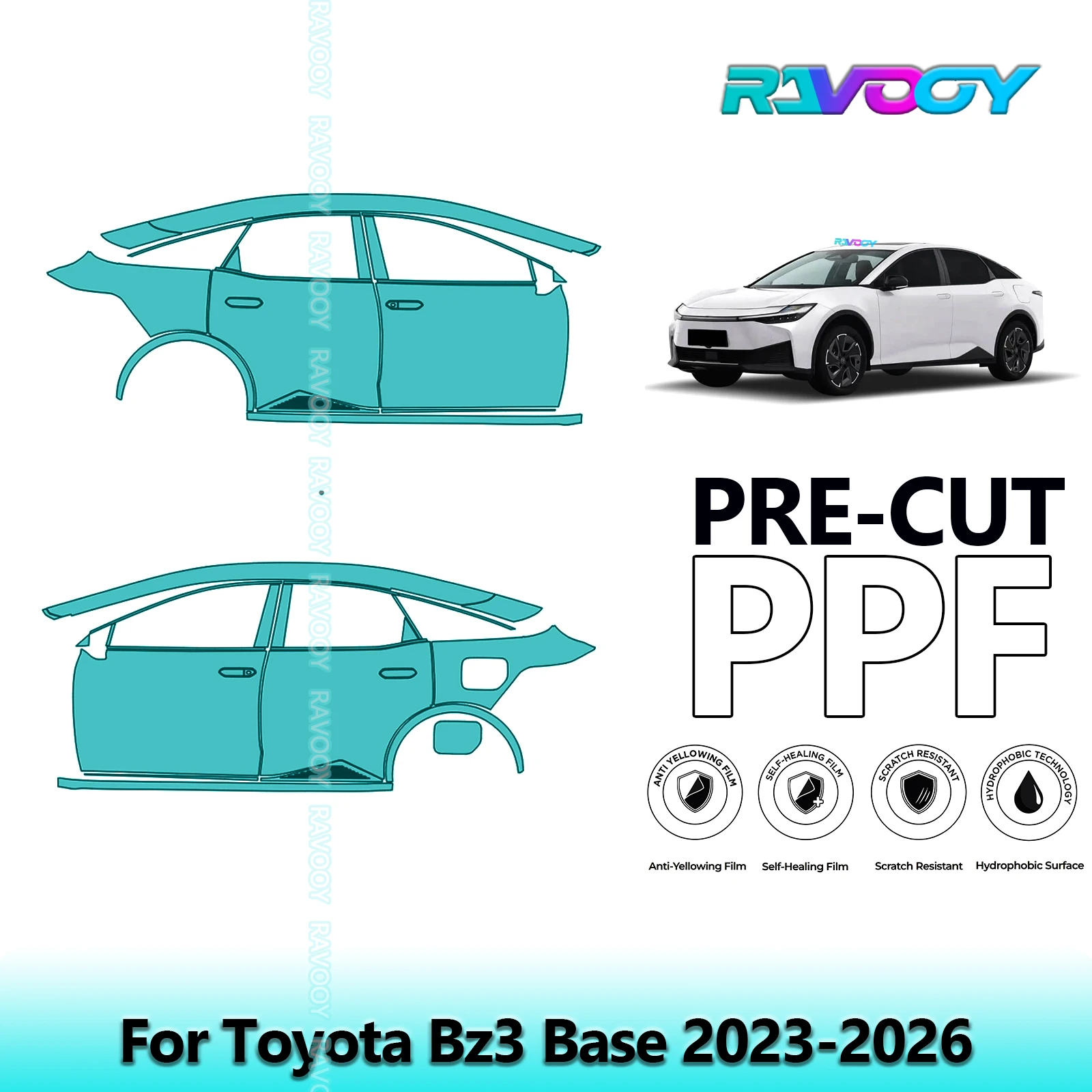 

For Toyota Bz3 Base 2023-2026 8.5mil Clear Matte Pre-Cut PPF Door & A/B Pillar Kit TPU Paint Protection Film Set