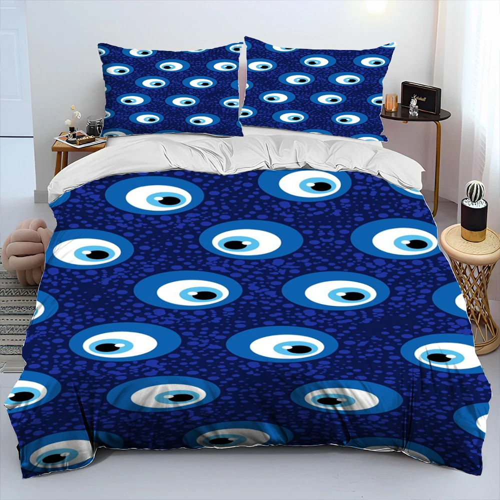 Nazar Evil Eye Albero della Vita Set di biancheria da letto trapuntato, Set copripiumino Copripiumino Federa, Set di biancheria da letto king queen