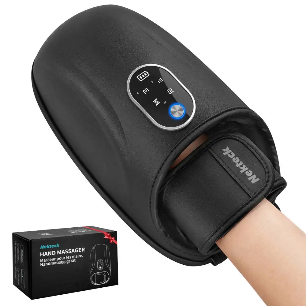 

Hand Massager Heat Compression 6 Holes Finger Stretching for Arthritis Carpal Tunnel 6 Levels Pressure Therapy Wrist Palm Gifts