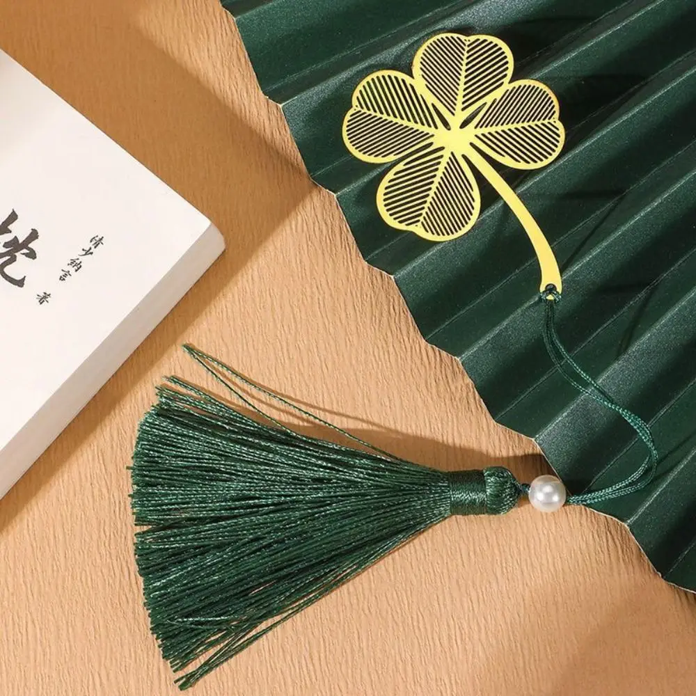 Book Page Marker Leaf Vein Tassels Bookmark Book Paginator Chinese Style Hollowed Leaf Bookmark Metal Maple Leaf Book Lovers