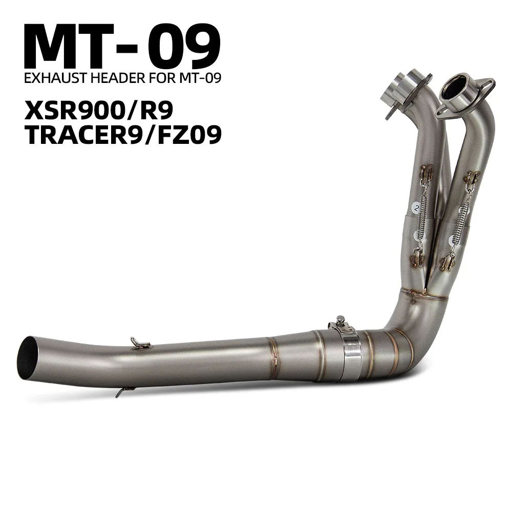 Motorcycle Escape Header Tube For Yamaha YZF R9 MT09 FZ09 XSR900 TRACER 9 GT 2021-2025 Racing Bottom Exhaust Front Pipe 51mm