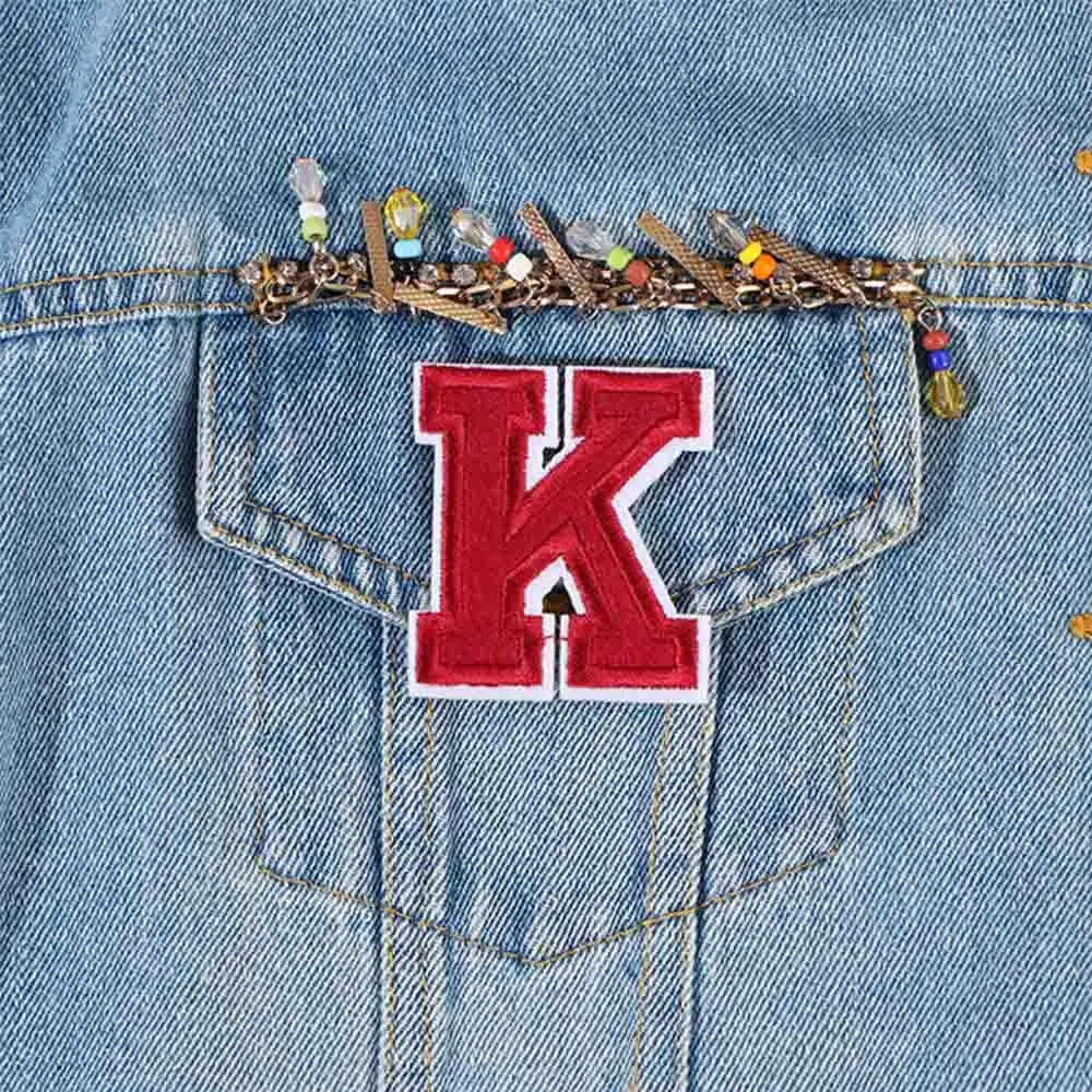 Red Sew on Sewing English Alphabet Apparel A-Z Alphabet Embroidery Iron-on Applique Clothes Embroidery Patches Letter Patches