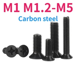50/300 Stuks M1 M1.2 M1.4 M1.6 M1.7 M2 M2.5 M3 M3 M3 3, 5 M4 M5 Kleine Koolstofstaal Zwart Zink Kruis Verzonken Kop Machineschroeven