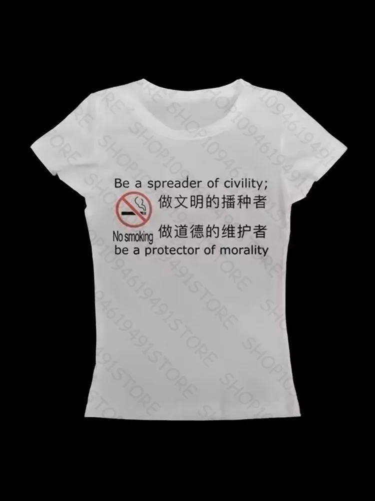Emo Girls T-shirts Gothic Punk Printing Casual T-shirts Vintage Y2k Style Printing Summer Women Clothing Sexy T-shirts 2000s