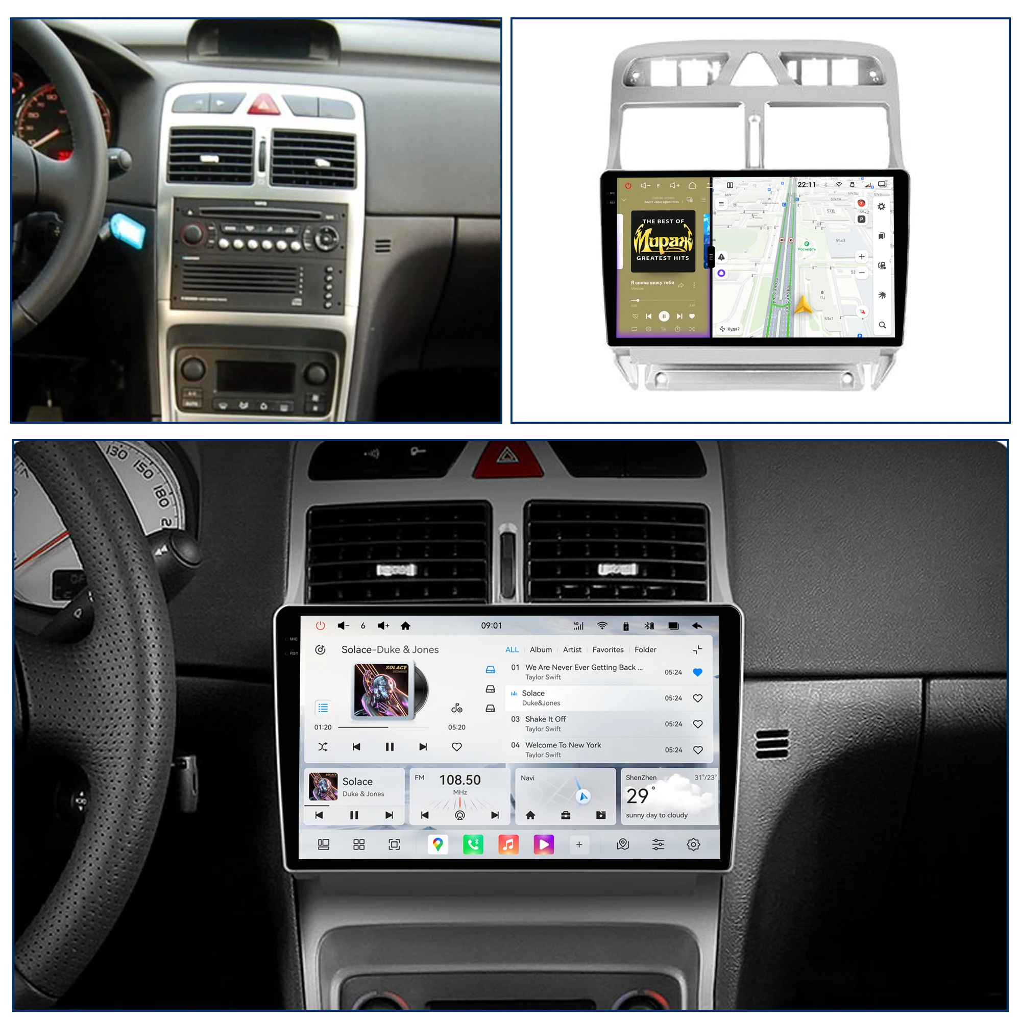 Redpower Crystal Sound 850 Pro Max  Android Car Radio Player Screen for Peugeot 307 2004 - 2013 CarPlay Bluetooth Hi-Fi
