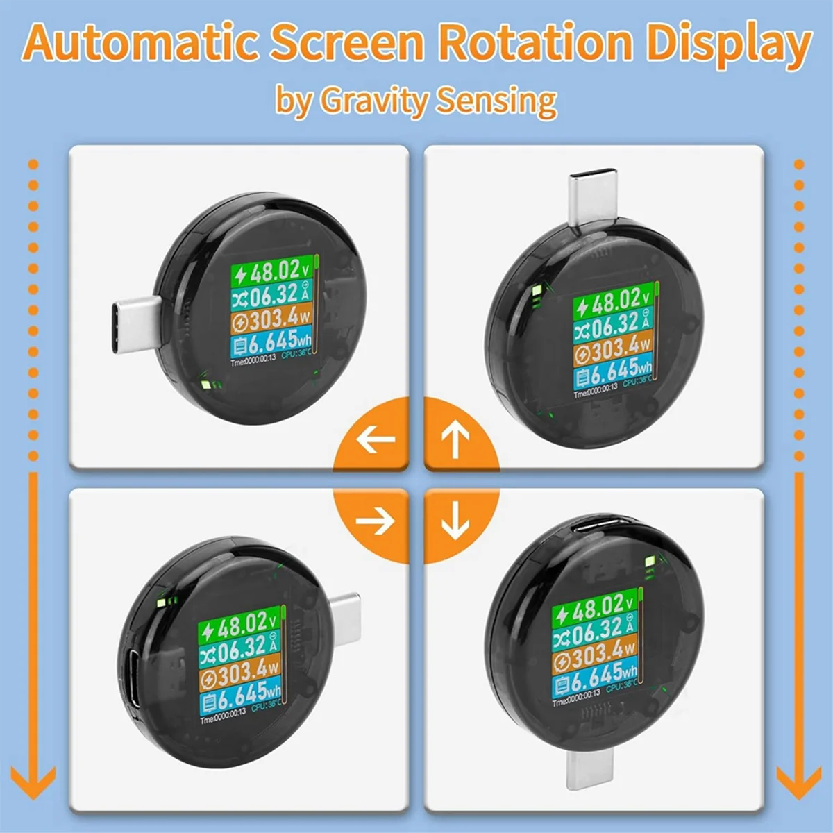 USB C Power Meter Tester, Multímetro, Tensão Corrente, Amp, Volt Detector, Tester Digital para Carregadores, Power Bank Cable