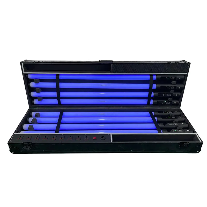 Wireless LED Pixel Tube   360 Degree Waterproof Dmx Rgb Charging Stage Tube s  with Flight Case