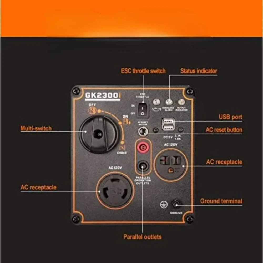 2300 Watt Portable Inverter Generator Ultra Quiet Gas Powered RV Ready CARB EPA Complied Ship to 50 States & Puerto Rico