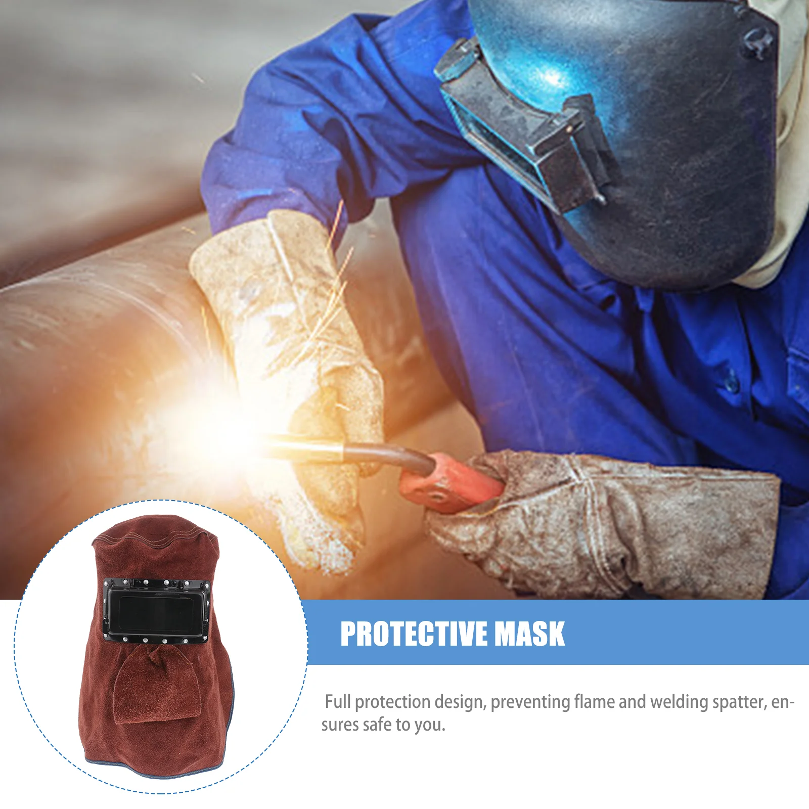 Welding Mask Neck Face Cover Welder Hat Cowhide Suede Protector Heat Insulation Protective