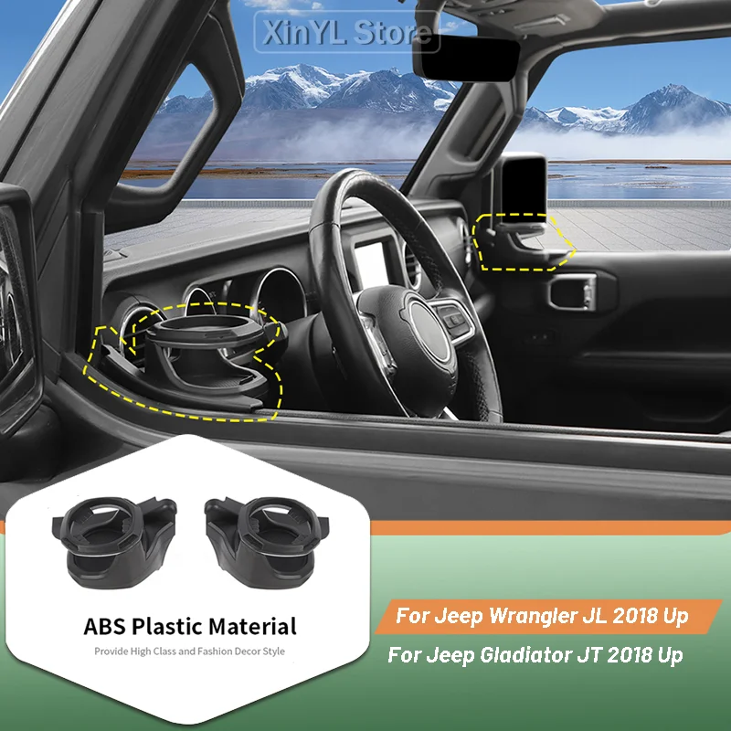 Car Cup Holder for Jeep Wrangler JL for JT Gladiator 2018 Up Window Cup Holder ABS Car Drink Mount Water Accessories